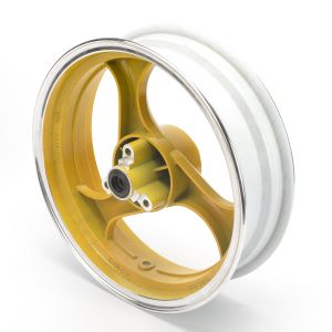 ARO DE LLANTA COMPLETO ALUMINIO DEL. MOTOMEL VX150/KELLER 150 AMARILLA STD [W70003]